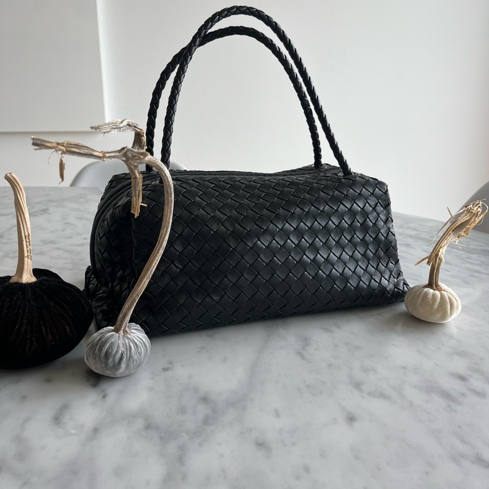 Bottega Veneta Black Woven Leather Bag